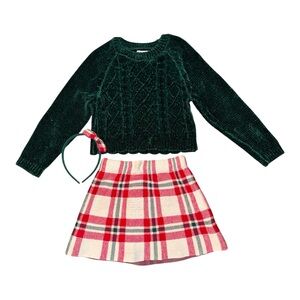 Tommy Bahama Girls Christmas Sweater, Skirt & Headband Outfit 3 Piece Set